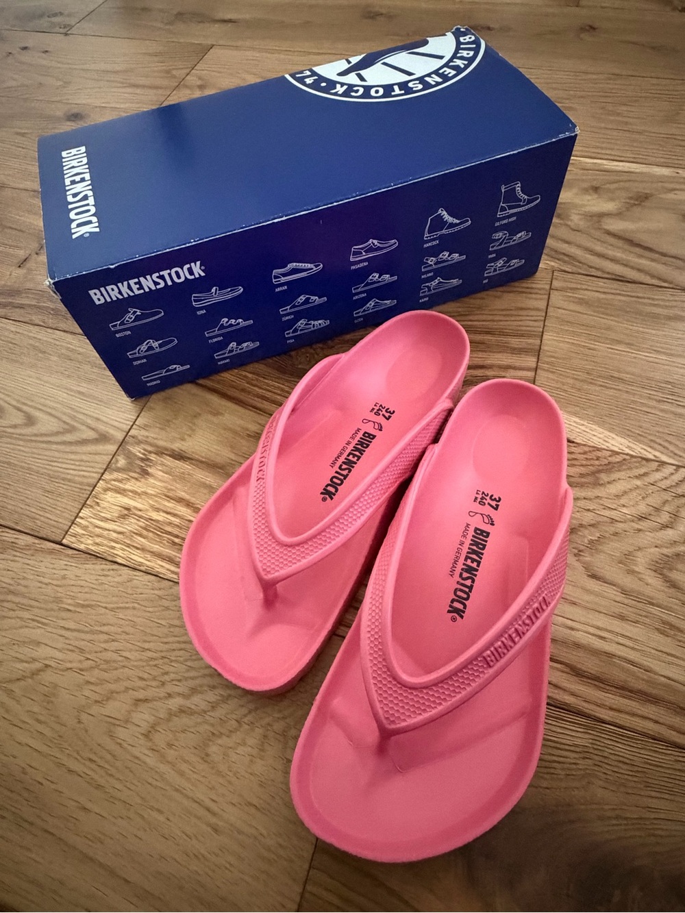 NWT Birkenstock Honolulu EVA Watermelon Pink Flip Flops 37